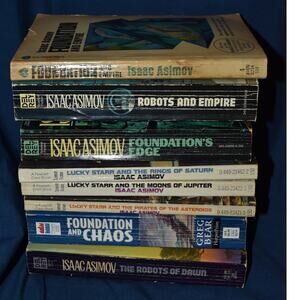 Vintage Lot of 9 Isaac Asimov Paperback Books Sci-Fi Starr Foundation Robots